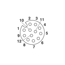 Push-pull m12 12pins A code female right angle molded cable,unshielded,PVC,-40°C~+105°C,22AWG 0.34mm²,brass with nickel plated screw